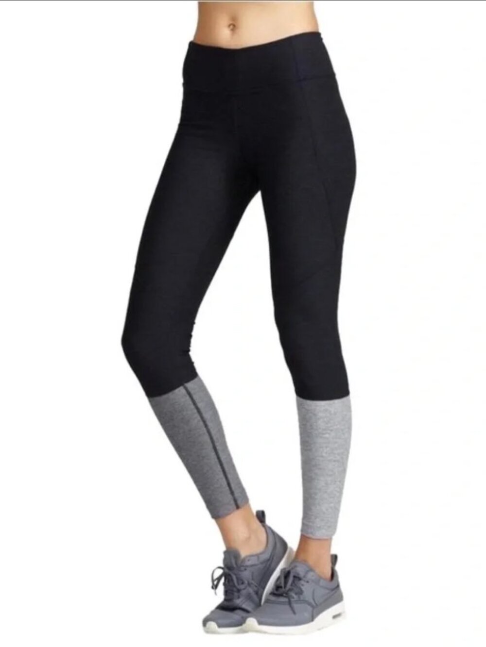 Outdoor Voices Dipped Colorblock High Rise Leggings Medium Black Gray